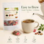 Ginseng Five-Treasure Herbal Tea Bags | Caffeine-Free Daily Herbal Sip with Maca & Berries, 30 Sachets