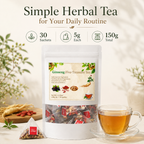 Ginseng Five-Treasure Herbal Tea Bags | Caffeine-Free Daily Herbal Sip with Maca & Berries, 30 Sachets
